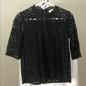 LOFT Black lace 3/4 sleeve blouse